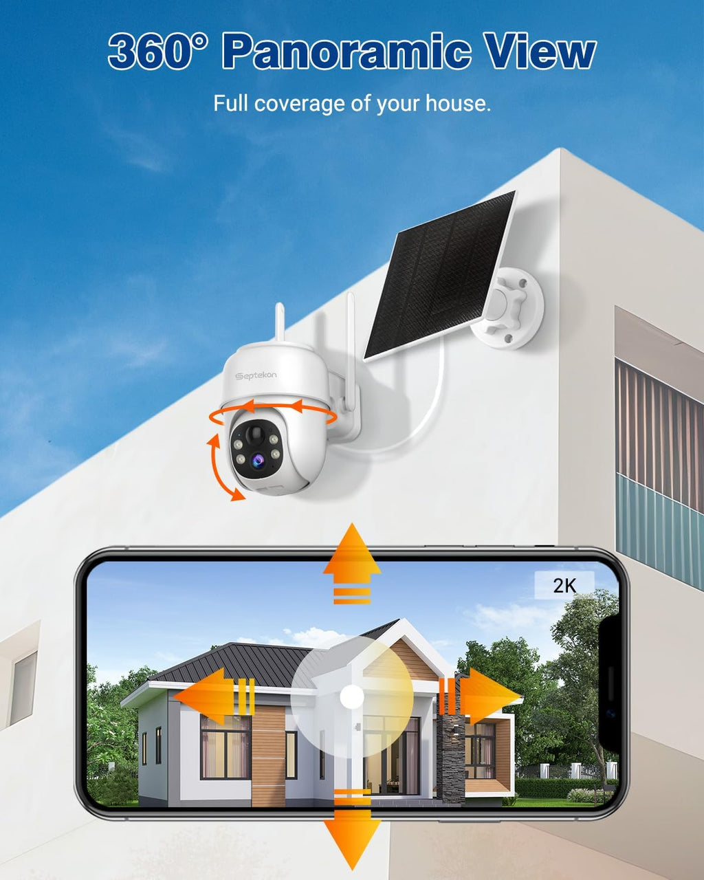 septekon 360°ptz security cameras wireless outdoor 2 pack shown in use