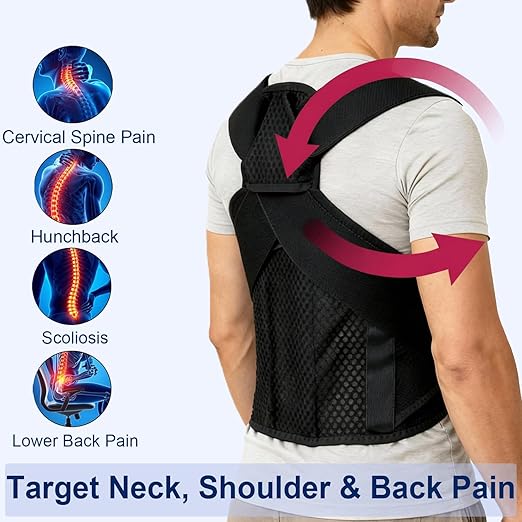 Back Posture Corrector Brace for Men & Women, Back-Anchored Shoulder Support