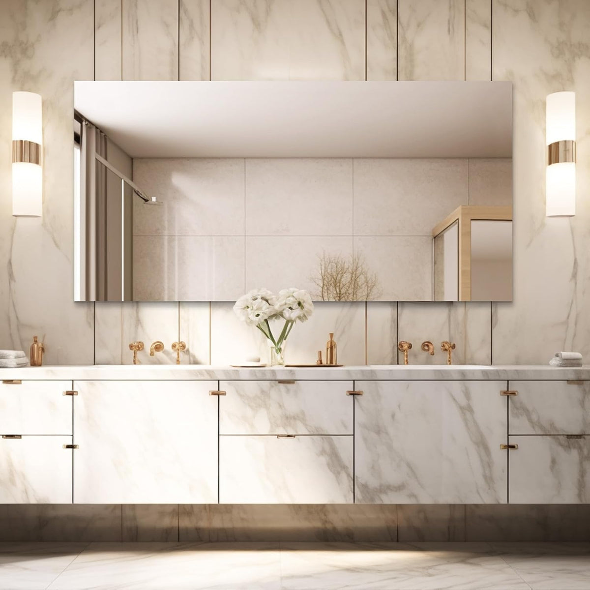 Mirrorons Large Mirror 60" x 28", Modern Rectangle Bathroom Mirror
