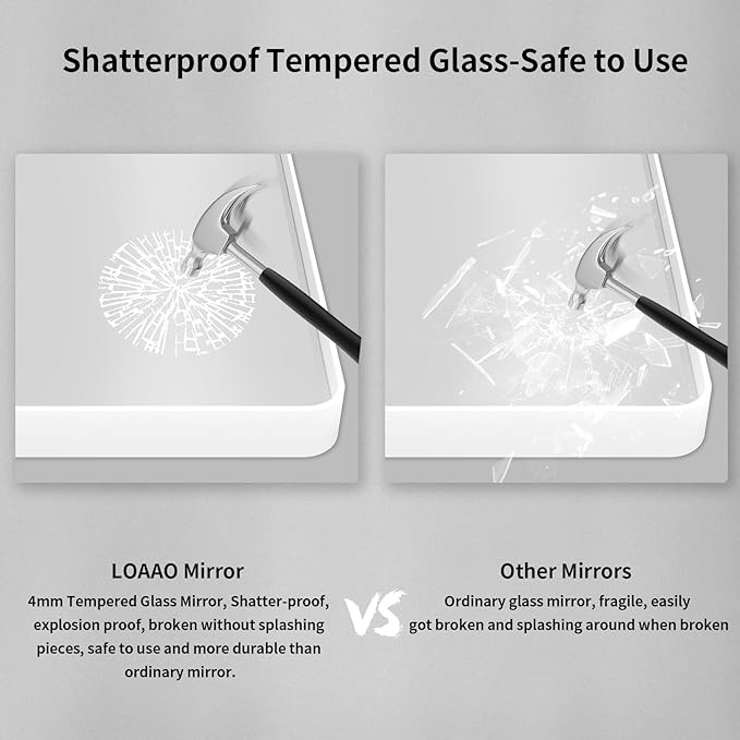 LOAAO 40x30 Inch White Metal Framed Bathroom Mirror