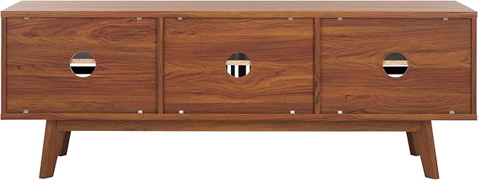 SAFAVIEH ESMA TV Stand for up to 65" Flatscreen – Walnut Brown, Sliding Doors