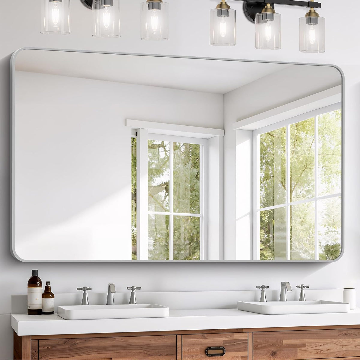 FORBATH 60x36 Inch Silver Bathroom Mirror