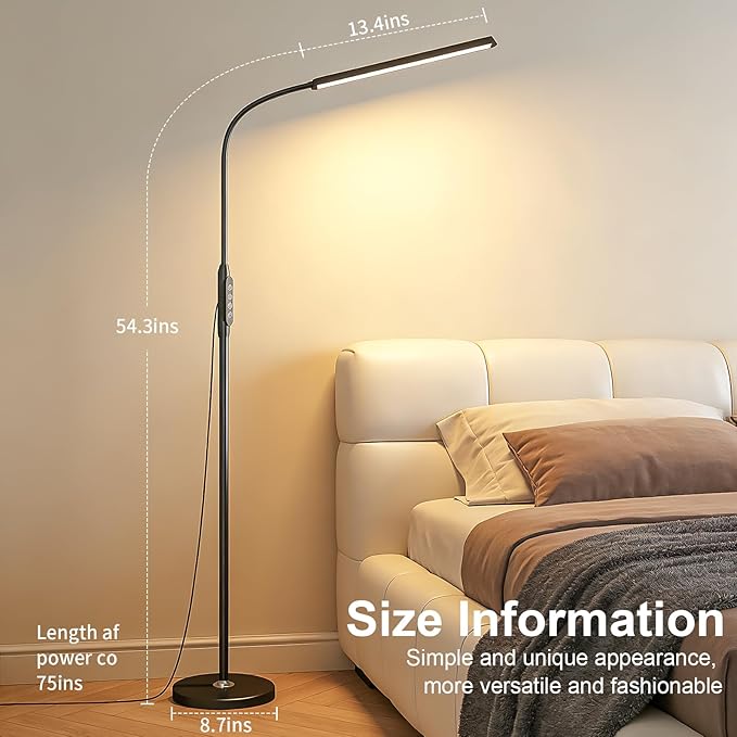 dujunlinghang Bright LED Eye-Protecting Reading Floor Lamps Touch and Remote
