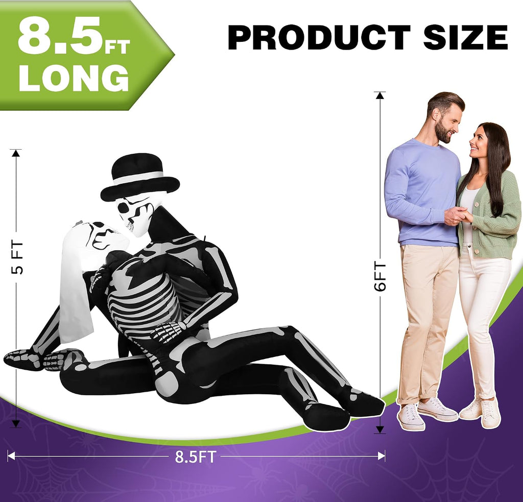 ZPISF 8.5 FT Giant Halloween Inflatables Cuddling Skeleton Couple