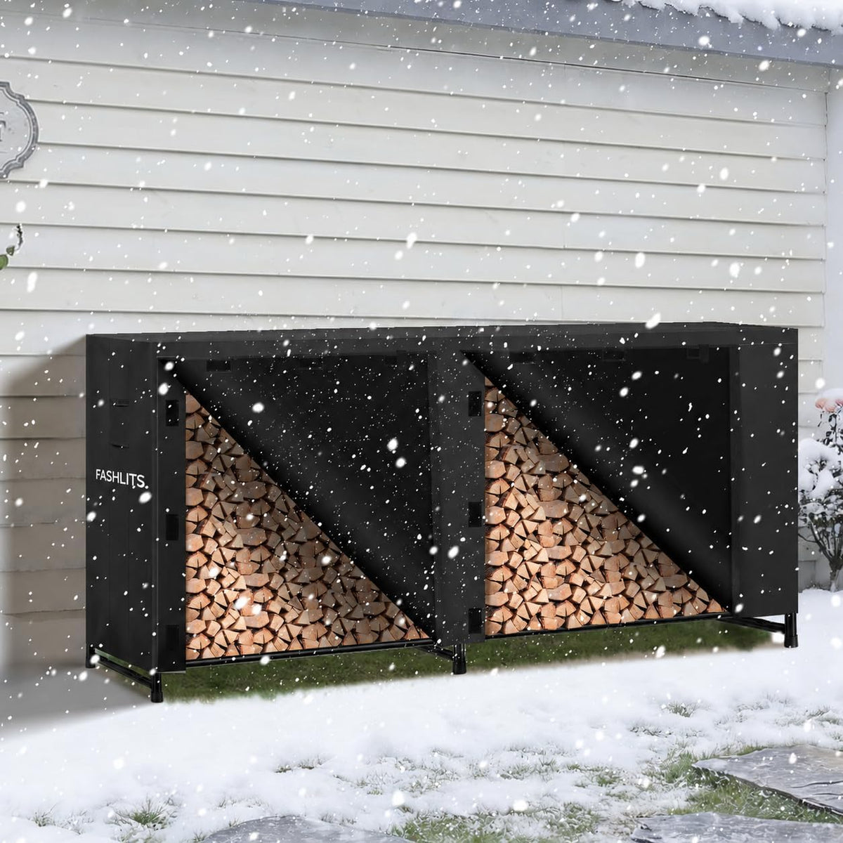8ft firewood rack cover, waterproof heavy duty 600d on a desk or shelf