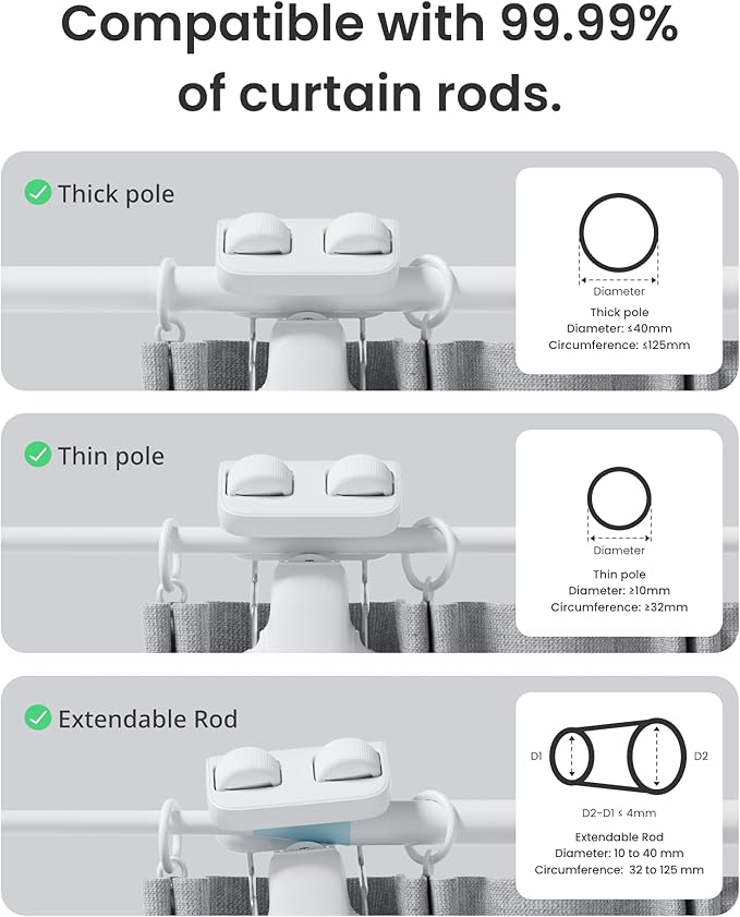 SwitchBot 2025 Automatic Curtain Opener 3 Rod-Bluetooth Remote Control