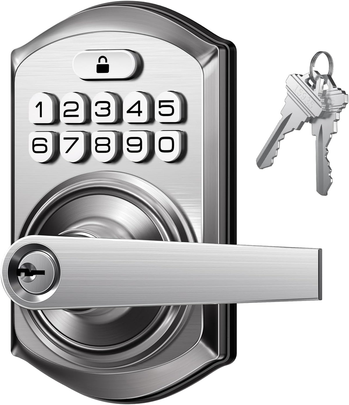 TEEHO TE004 Keyless Entry Door Lock Handle with Keypad, Satin Nickel