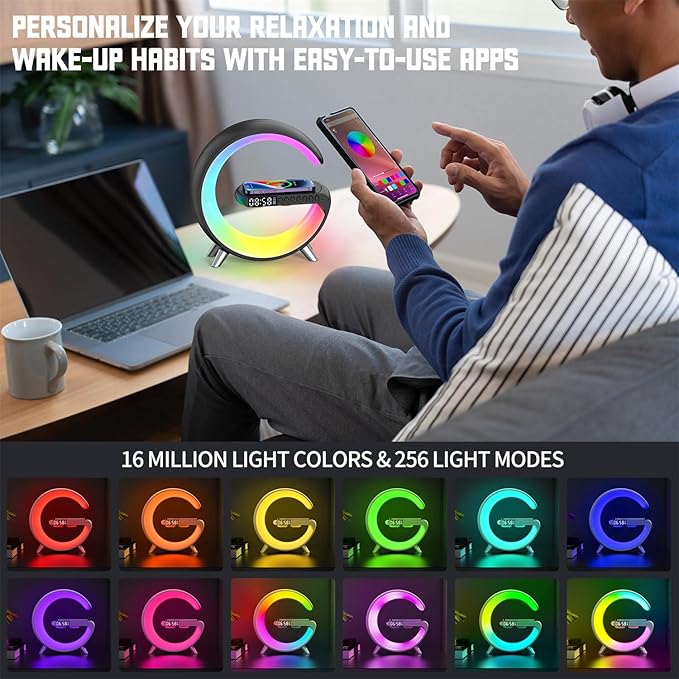 Smart LED Night Light, Wireless Charger, Phone Wireless Charging Dock, Table