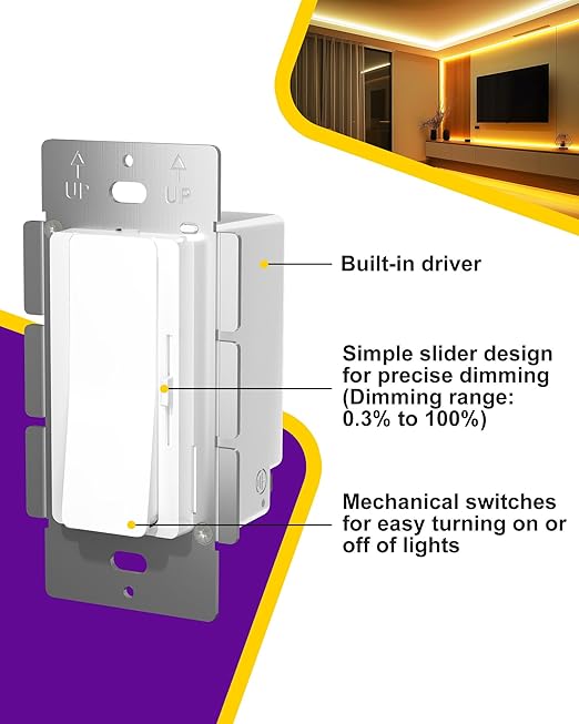 HitLights LED Driver and Dimmer Switch in One 60W, 120V AC to 12V DC, Compatible