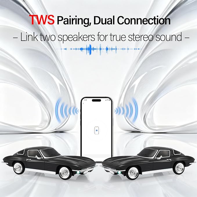 WSTER Retro American Style car Bluetooth Speaker, Portable Wireless Outdoor