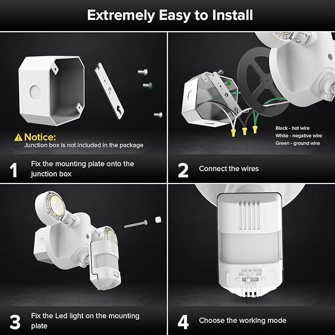 SANSI Upgraded 25W Motion Sensor Outdoor Lights 3000LM Flood Lights Outdoor