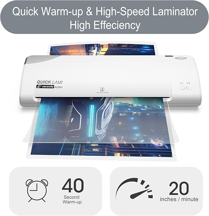SINCHI 13-Inch Thermal Laminator Machine, 3–5 Mil, 40s Warm-Up, Jam Release