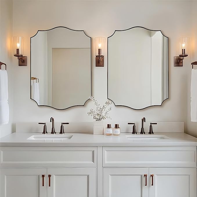 ANDY STAR Scalloped Bathroom Mirror, Antique Bronze Decorative Bathroom Mirrors
