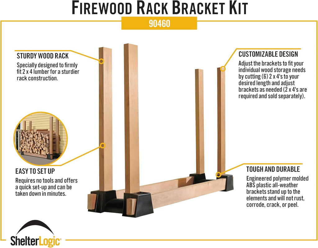 shelterlogic lumberrack firewood rack adjustable plastic bracket kit, close-up detail