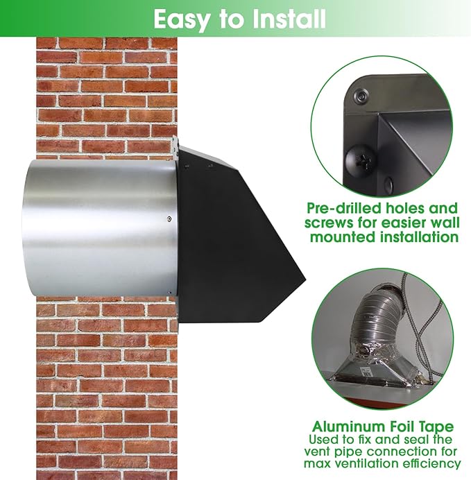 10 Inch Hooded Wall Vent with Screen and Damper, Outdoor Wall Exhaust Vent