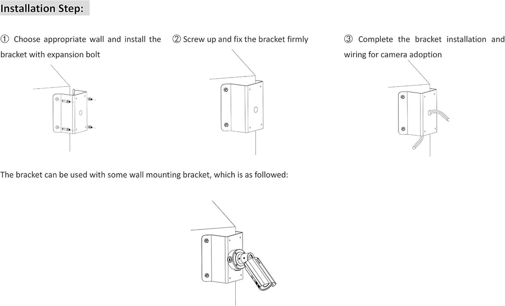 kenuco cm ds-1276zj universal corner bracket most hik-compatible, side view