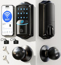 Veise VE027-K WiFi Smart Deadbolt Locks with 2 Knobs Set, Matte Black
