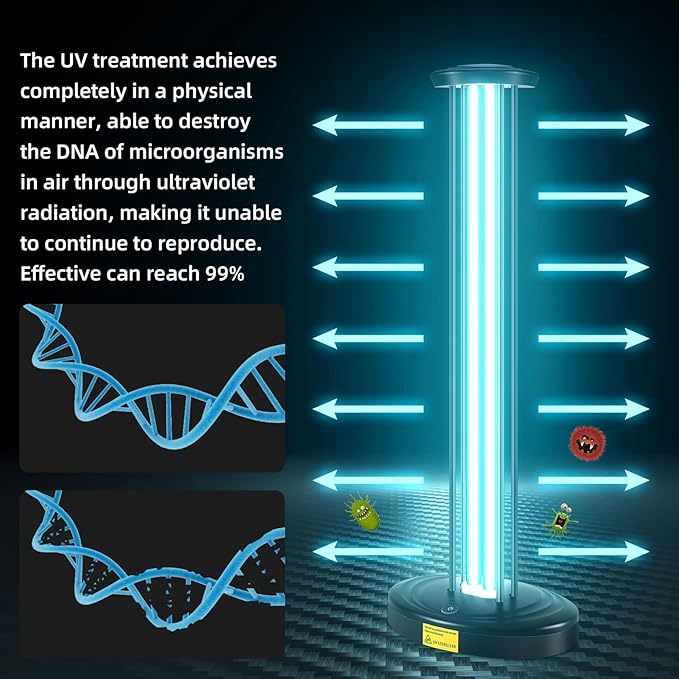 JTAPURE 100W UV Light with Ozone, 3-Gear Timer & Remote Control, Home