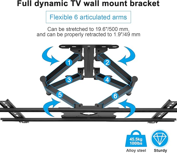SYLVOX Full Motion Outdoor TV Wall Mount, Fits