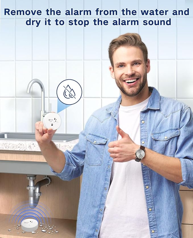 Geevon 10 Pack Water Leak Detectors, 100dB Water Sensor Alarms Flood Detector