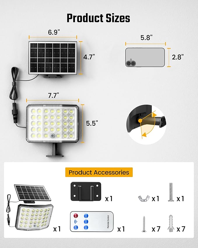 ONLYWIN Solar Lights Outdoor Bright Solar Dusk to Dawn Light