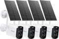 ZUMIMALL 2K Solar Security Cameras Wireless Outdoor - 4 Packs