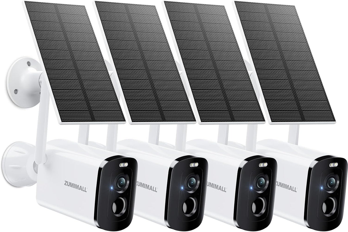 ZUMIMALL 2K Solar Security Cameras Wireless Outdoor - 4 Packs
