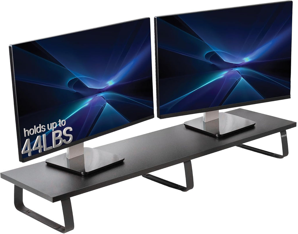 VIVO 39 inch Extra Long Monitor Stand, Wood & Steel Desktop Riser, Dual Screen