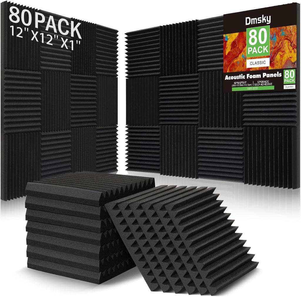 80 Pack Acoustic Foam Panels, High Density Sound Absorbing Panels, Soundproof