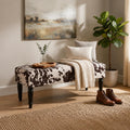 Homebeez 39.4" Cow Print Bench, Upholstered Bedroom Cowhide Bench, Western Bench Footstool with Wood Legs, for Entryway Dining Room Living Room Bedroom End of Bed (Brown Cow)
