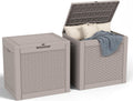 32 Gallon Outdoor Storage Box, Large Resin Deck Box for Patio Cushions, Garden Tools, Pool Accessories, Waterproof and Lockable Design, Storage Bench for Backyard & Deck(Gray)