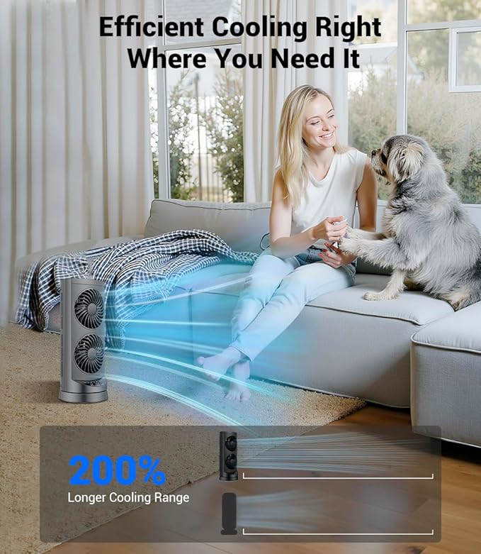 Personal Tower Fan for Bedroom, Portable Desk Table Fan，3 Speeds Cooling