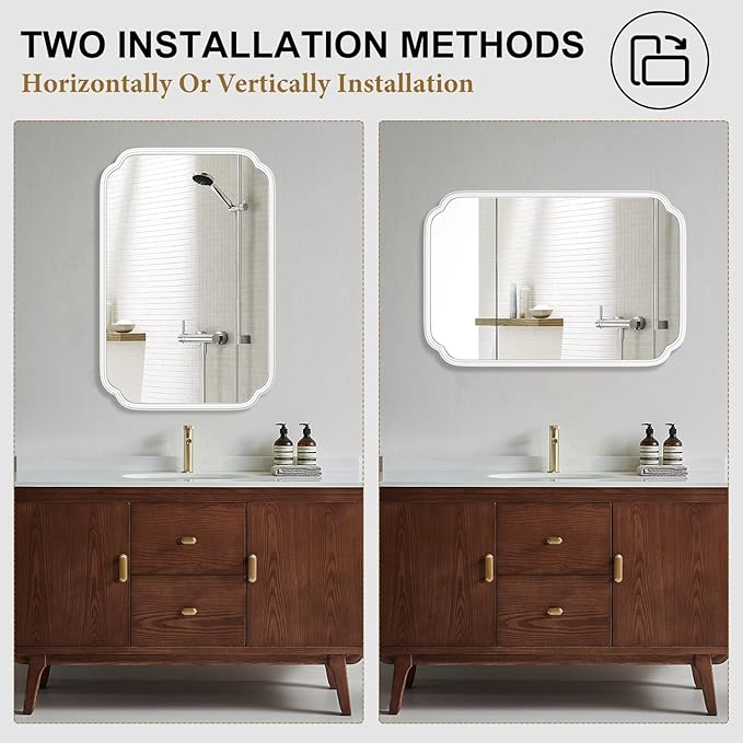White Bathroom Mirror for Over Sink 24×36 Inch