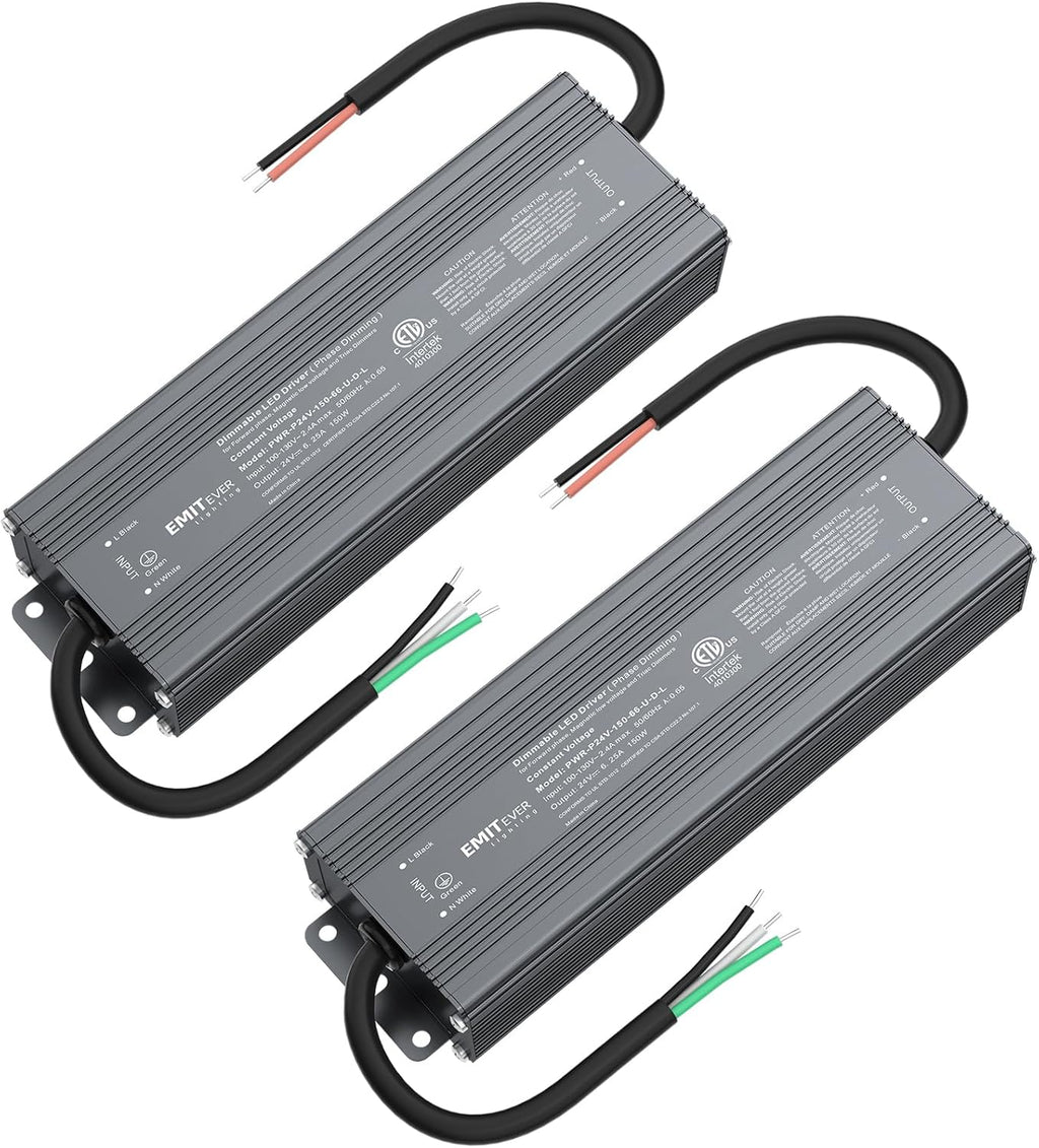 EMITEVER Triac Dimmable LED Driver, 2 Packs 150W Power Supply, AC 120V to DC
