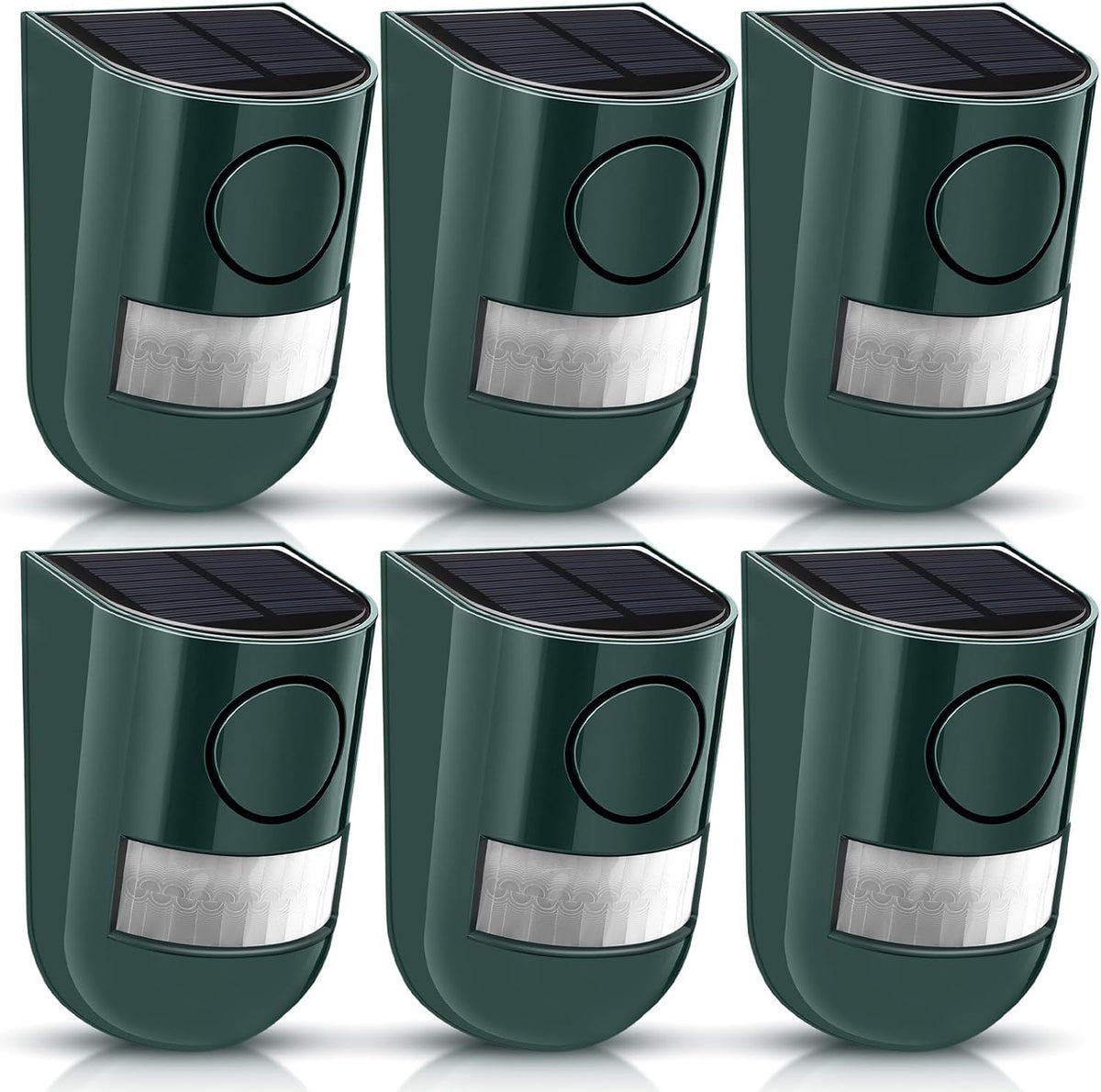Qualirey 6 Pack Solar Sound and Light Alarm Motion Sensor 129db Outdoor