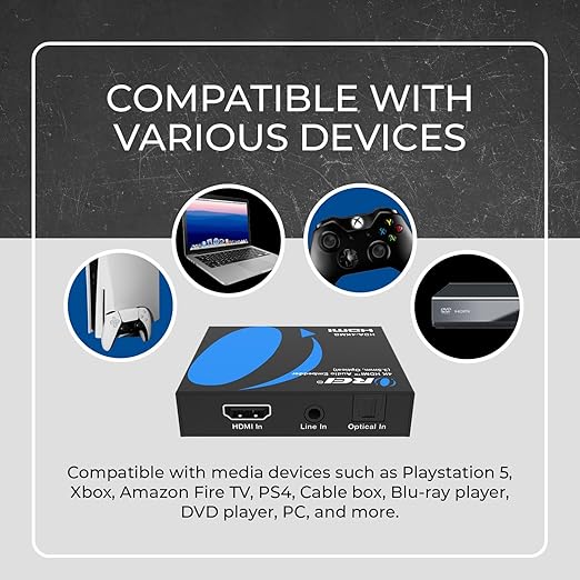 OREI 4K HDMI Audio Embedder, Audio Embedder Inserter Digital Analog Audi + DVI