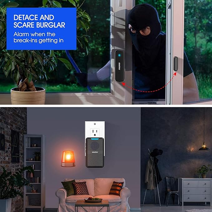 Stechro Door Chime, Wireless Door Open Contact Sensor Alarm