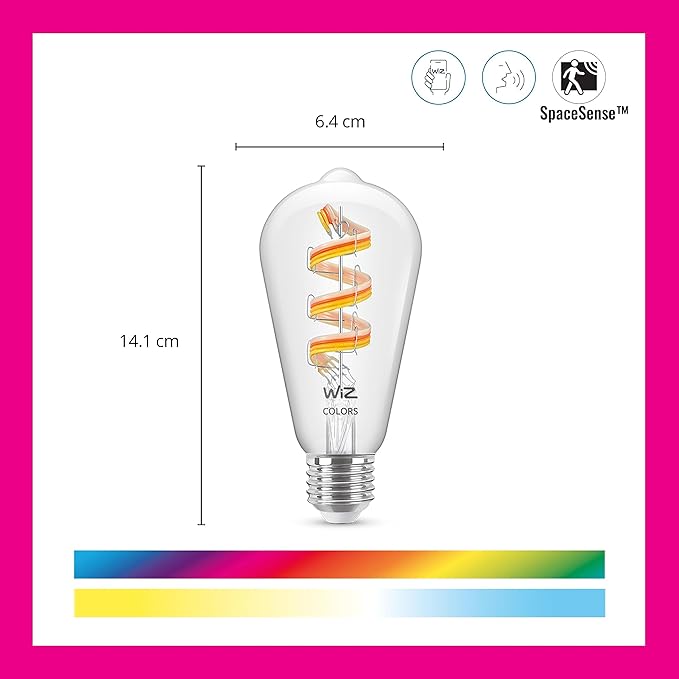WiZ Connected Color ST19 Filament LED Smart Bulb (Pack of 6)