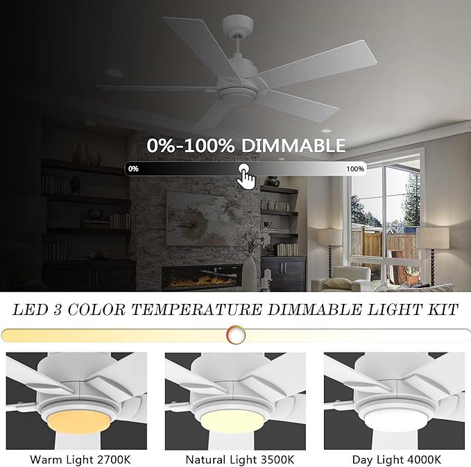 SMAAIR Smart Wifi LED Ceiling Fan, 52inch Plywood Indoor/Outdoor smart ceiling