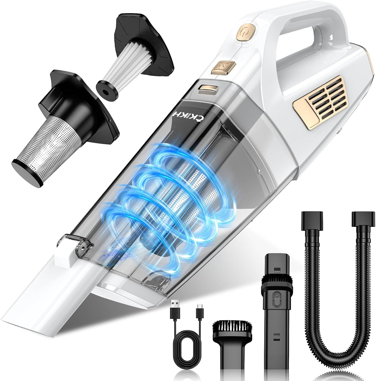 CKIKH Handheld Vacuum Cordless, 15000PA Strong Suction Hand Held Car Vacuum
