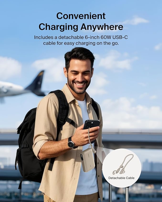 Belkin Portable Charger, Slim USB-C Power Bank 10, 000mAh w/ 2 USB-C Ports