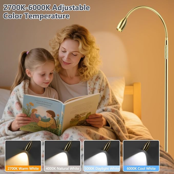 Reading Floor Lamp, Dimmable Zoomable Spotlight, Adjustable Color Beam Standing
