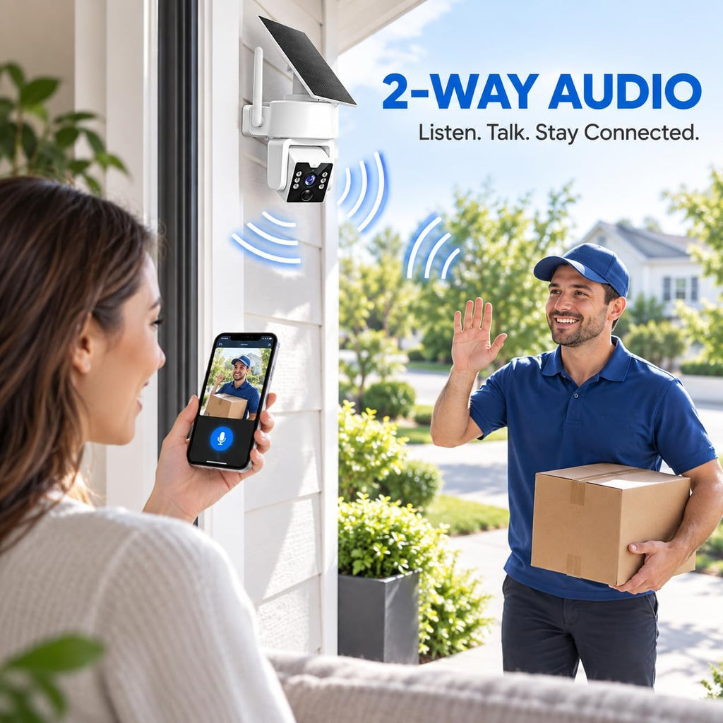 Security Cameras Wireless Outdoor, No Subscription 500GB Local Storage, Solar Powered Cameras For Home Security, PTZ Auto Tracking, 4Cam-Kit, Color Night Vision Home Security Camera System,5G/2.4G