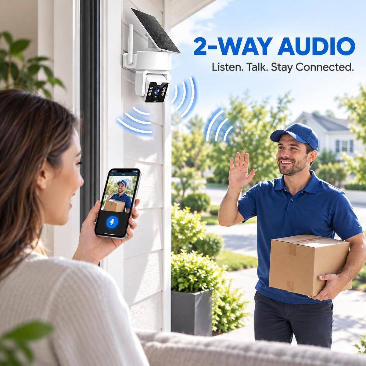 Security Cameras Wireless Outdoor, No Subscription 500GB Local Storage, Solar Powered Cameras For Home Security, PTZ Auto Tracking, 4Cam-Kit, Color Night Vision Home Security Camera System,5G/2.4G