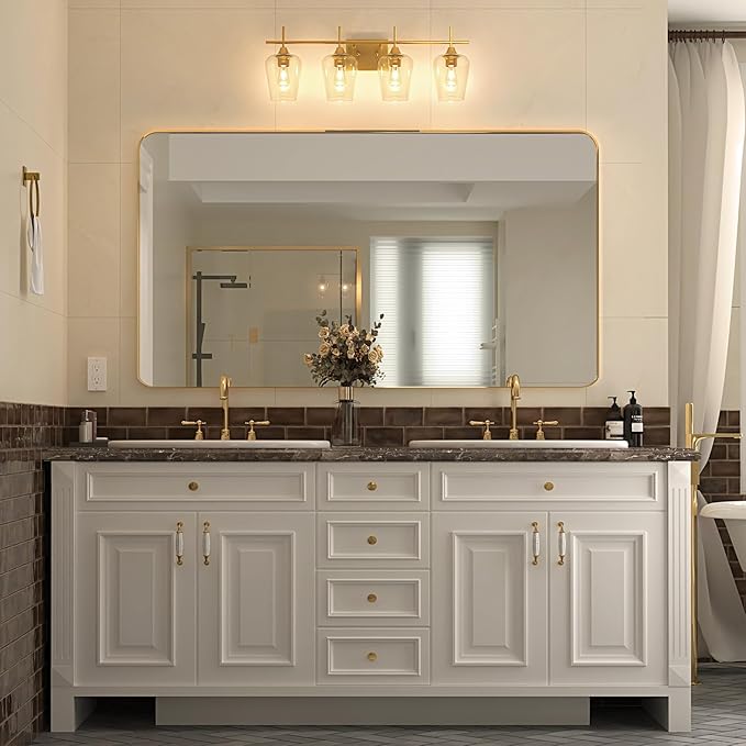 VONLUCE Bathroom Vanity Light, 4 Light Bathroom Light Fixture Over Mirror