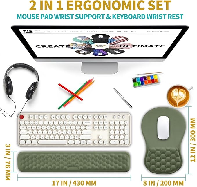 Hokafenle 2 in 1 Ergonomic Mouse Pad Wrist Support & Wrist Rest