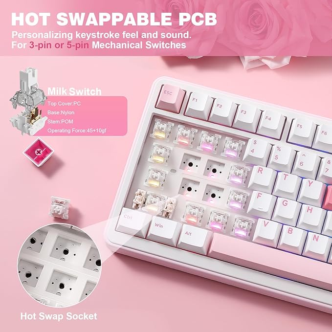 YUNZII B75 PRO Wireless Mechanical Keyboard, 75% Layout