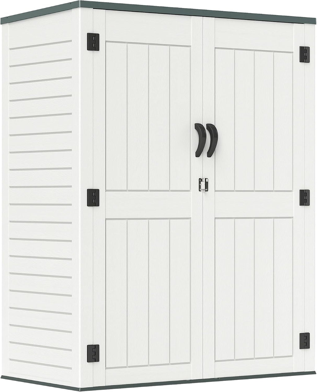 ZYJOYY Outdoor Storage Shed, 59 Cuft Outside Waterproof Storage Cabinet, HDPE Resin Plastic 385 Gallon Outdoor Storage Container, Vertical Lockable Storage Shed (Light Grey, 59 cuft/No Shelves)