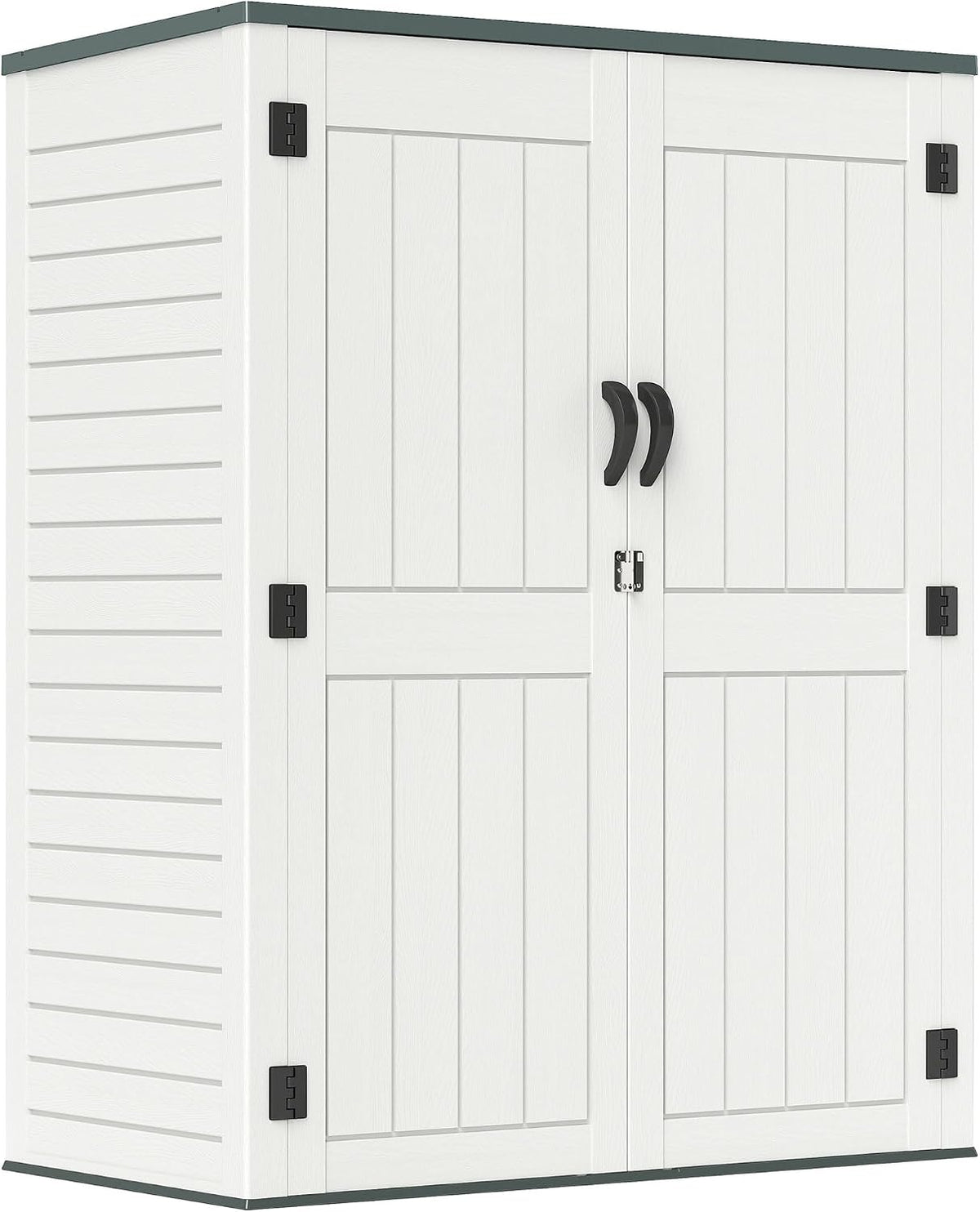 ZYJOYY Outdoor Storage Shed, 59 Cuft Outside Waterproof Storage Cabinet, HDPE Resin Plastic 385 Gallon Outdoor Storage Container, Vertical Lockable Storage Shed (Light Grey, 59 cuft/No Shelves)