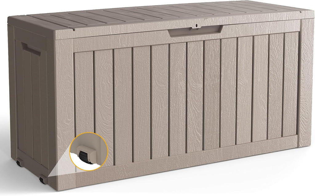 90 Gallon Outdoor Storage with Wheels, Lockable Waterproof Deck Box for Patio Furniture, Garden Tools, Pool Accessories, Package Delivery Boxes For Outside, Black